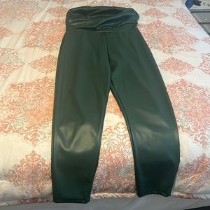 Green faux leather jumpsuit